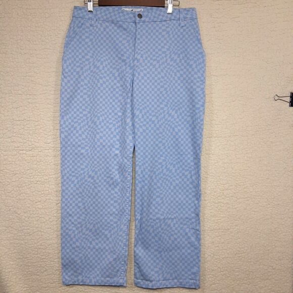 Hollister Pants Womens 13S Blue Checkered High-Rise Dad Pants Cargo Pockets - Picture 3 of 16